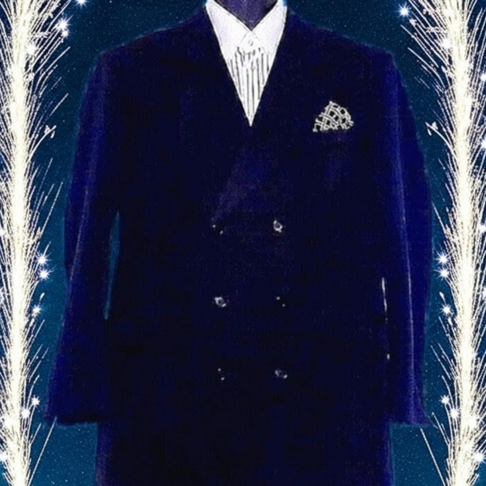 ADOLFO Black, Double-Breasted, Peak Lapel Blazer, 46L